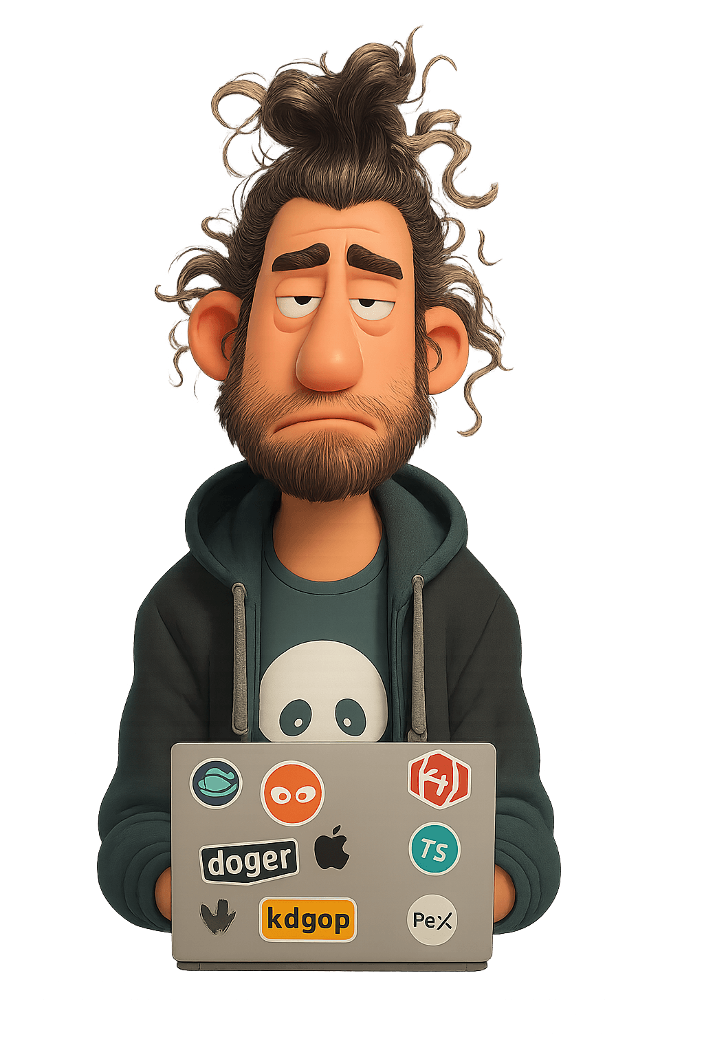 Frustrated developer at laptop